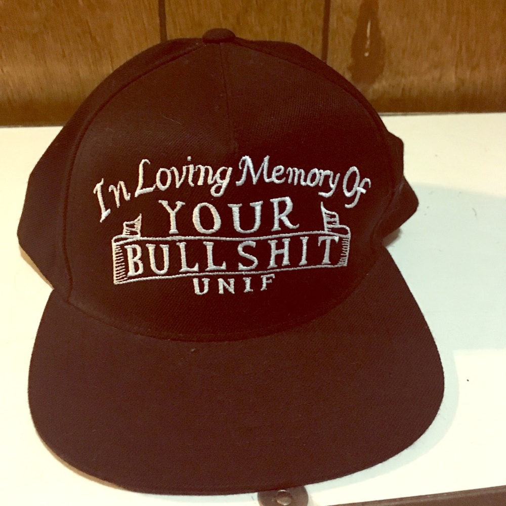 UNIF Black Cap with White Embroidery